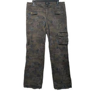 Morrissey Y? Womens Floral Green Camo Cargo Pant Jeans Sz 12 Stretch Y2K